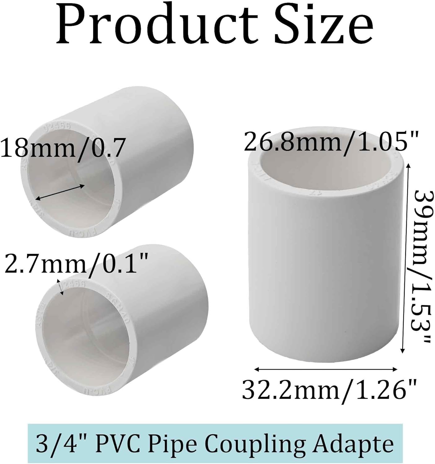 12 Conectores PVC SCH40 3/4pulg Enchufe x Zócalo
