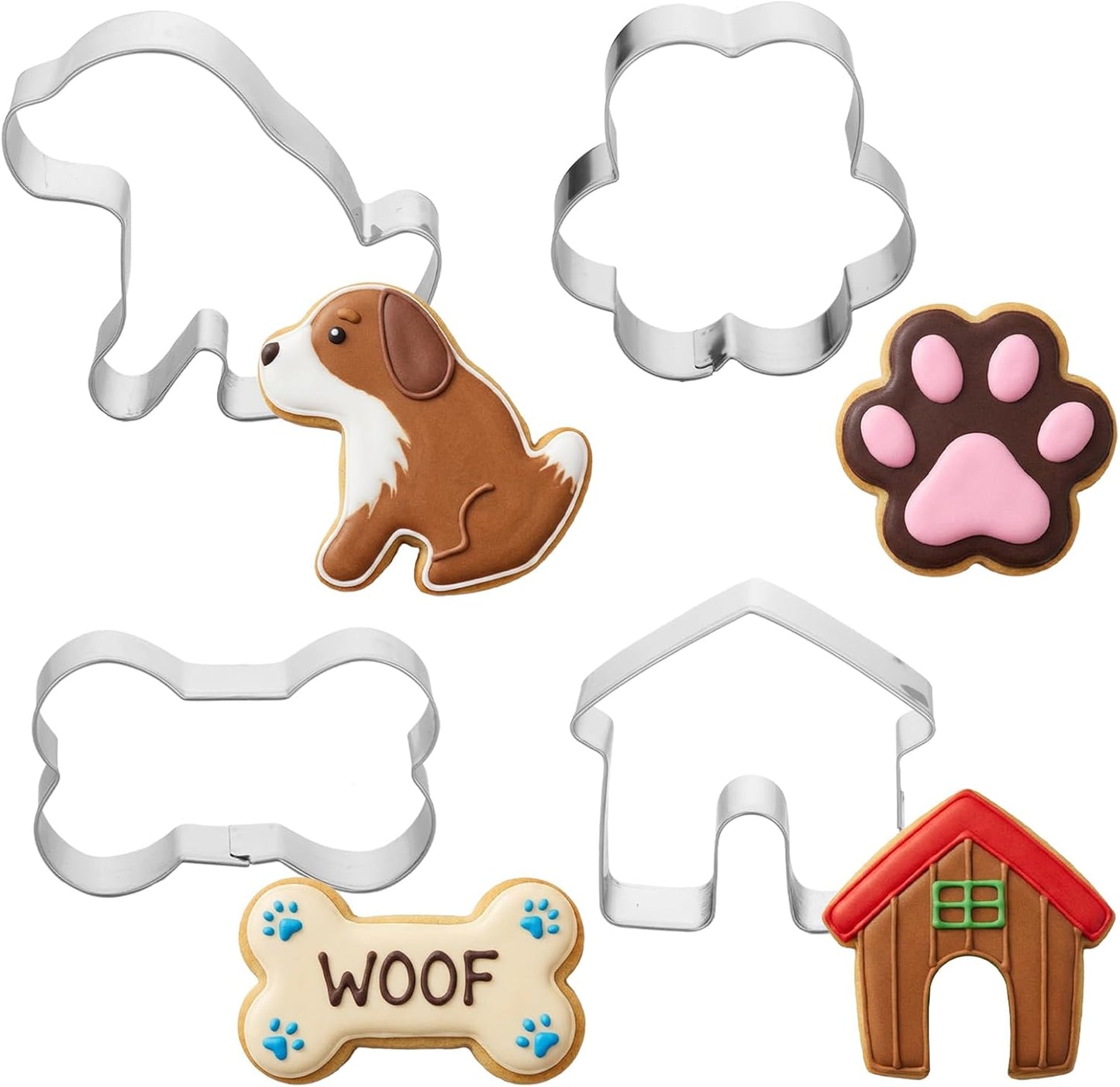 Cortadores galletas perros acero inox huesos huellas