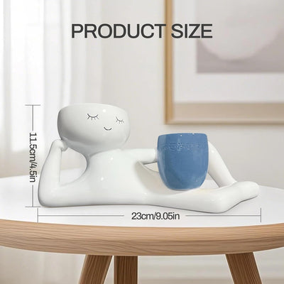 Maceta Smily con drenaje decoración hogar jardín azul
