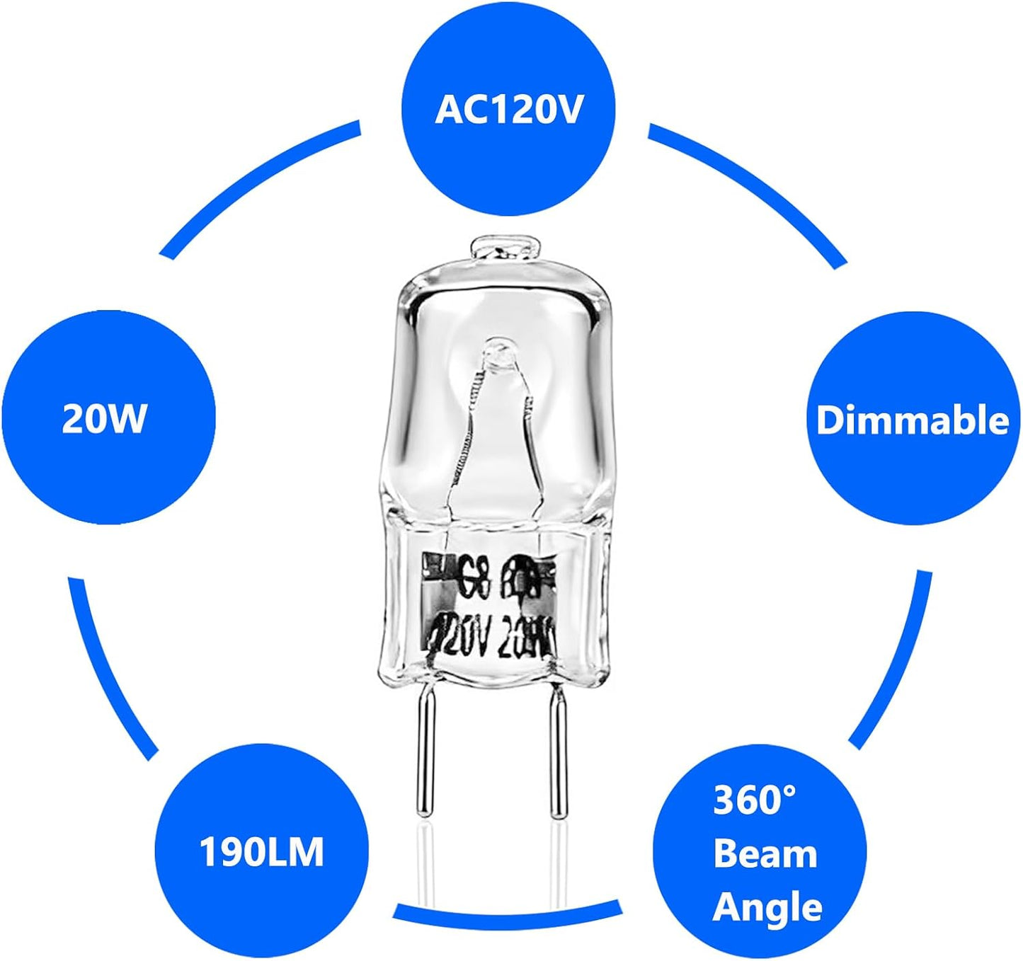Bombilla G8 regulable 20W 120V blanco cálido