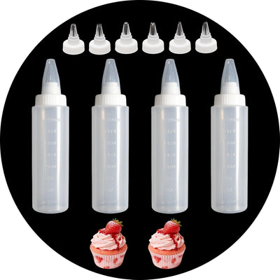 4 Botellas Plástico con 6 Puntas Tubo Aplicador Glaseado