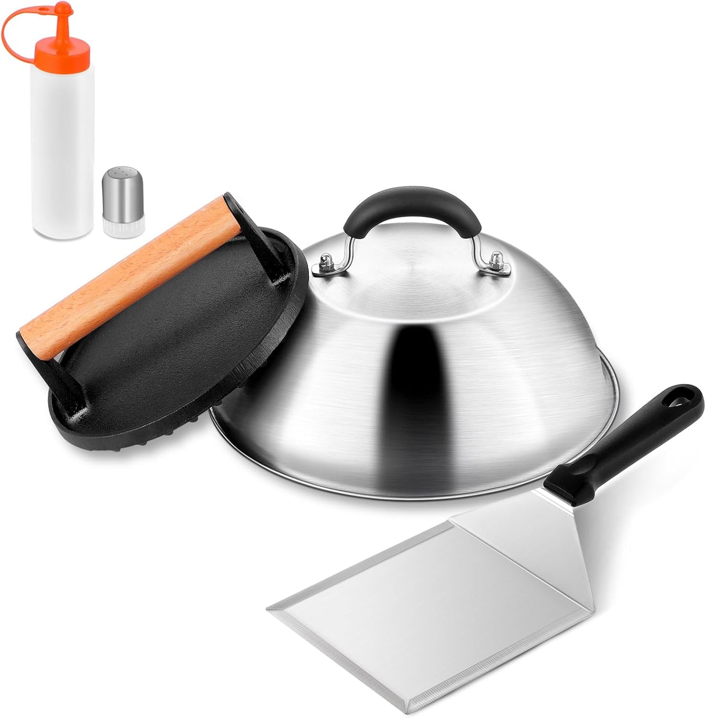 Kit hamburguesa 9pulg 7pulg espátula 2 botellas coctelera