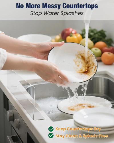 Protector de salpicaduras acrílico transparente para fregadero isla cocina y baño