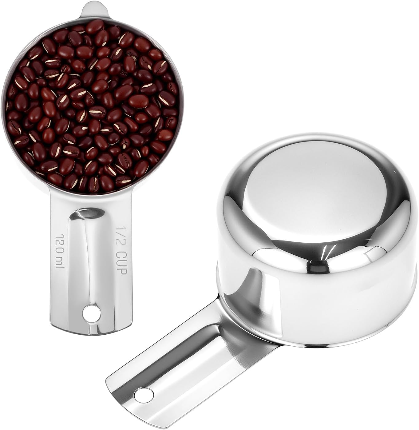 Taza medidora acero inox 4.1oz con cuchara métrica grabada