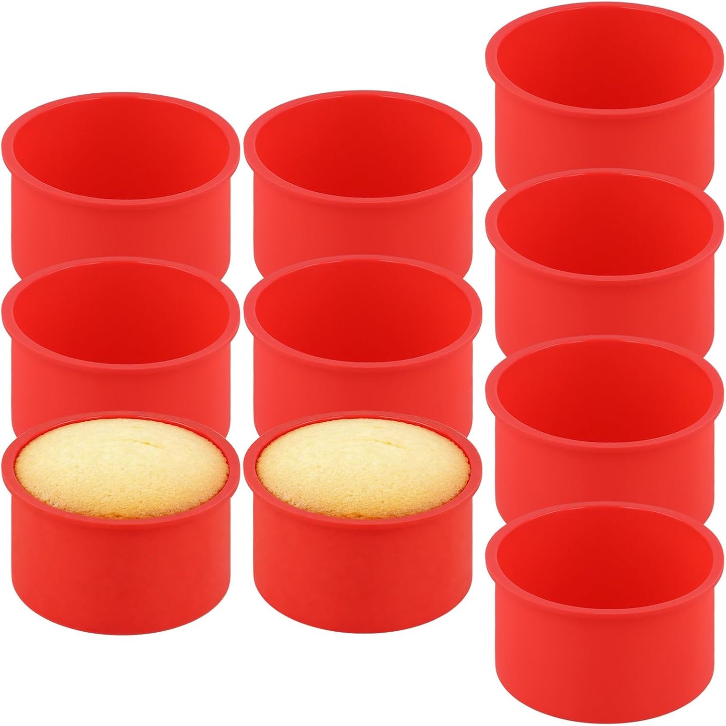 Set de 10 moldes redondos de silicona para pasteles de 4 pulgadas
