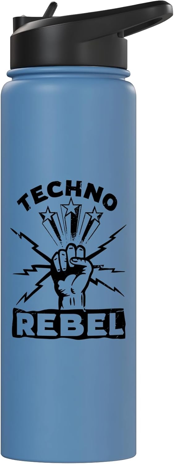 Botella de agua aislada de acero inoxidable para músico techno