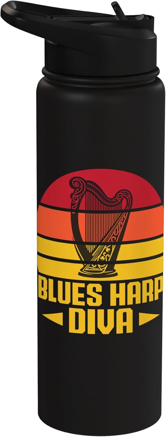 Botella de agua acero inoxidable insulado con armónica blues