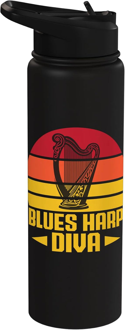Botella de agua acero inoxidable insulado con armónica blues
