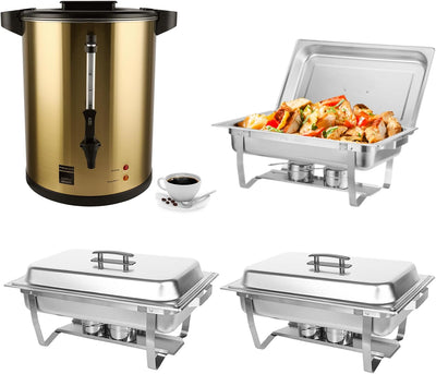 Cafetera 100 Tazas Acero Inox 16L con Chafer 8qt para Eventos