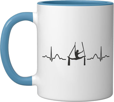 Taza cerámica para yoga aéreo niños Aerialist Heartbeat azul/blanco