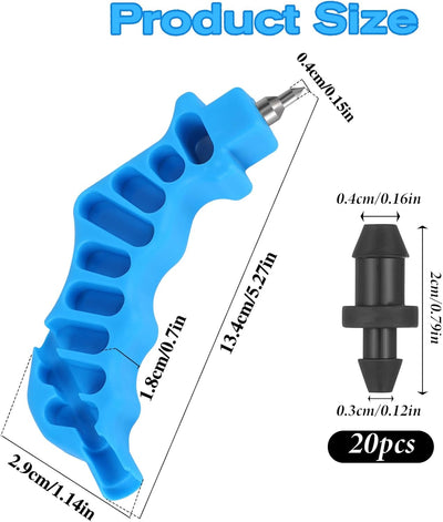 Perforadora tubo riego 2en1 con 20 tapones 1/4pulg