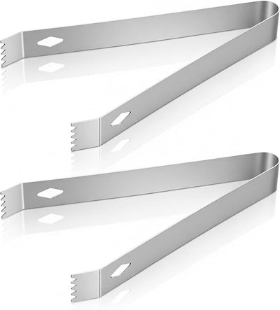 Paquete de 2 pinzas pequeñas para cocinar acero inoxidable plateado