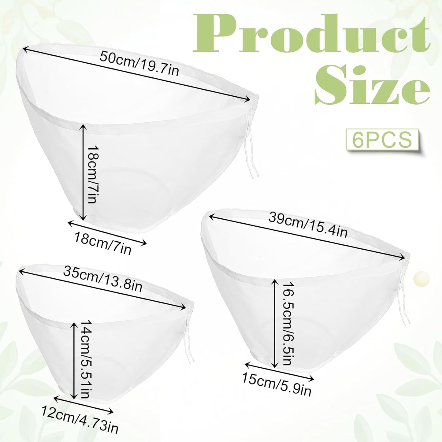 6 bolsas estopilla reutilizables para colar leche nuez queso