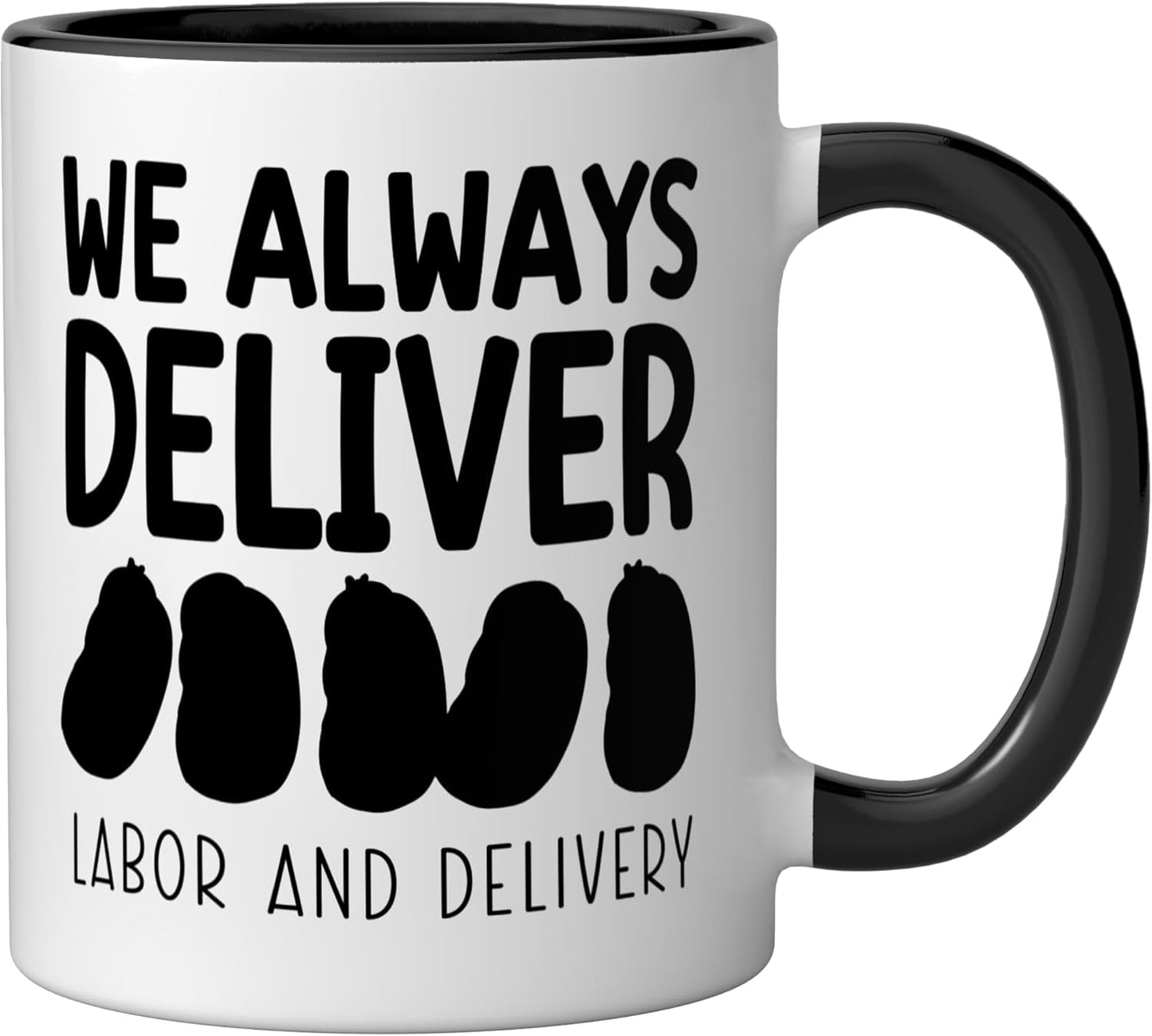 Taza de cerámica para enfermera de parto L&D negra/blanca