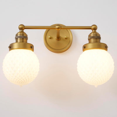 Apliques pared vintage 2 luces latón dorado vidrio blanco