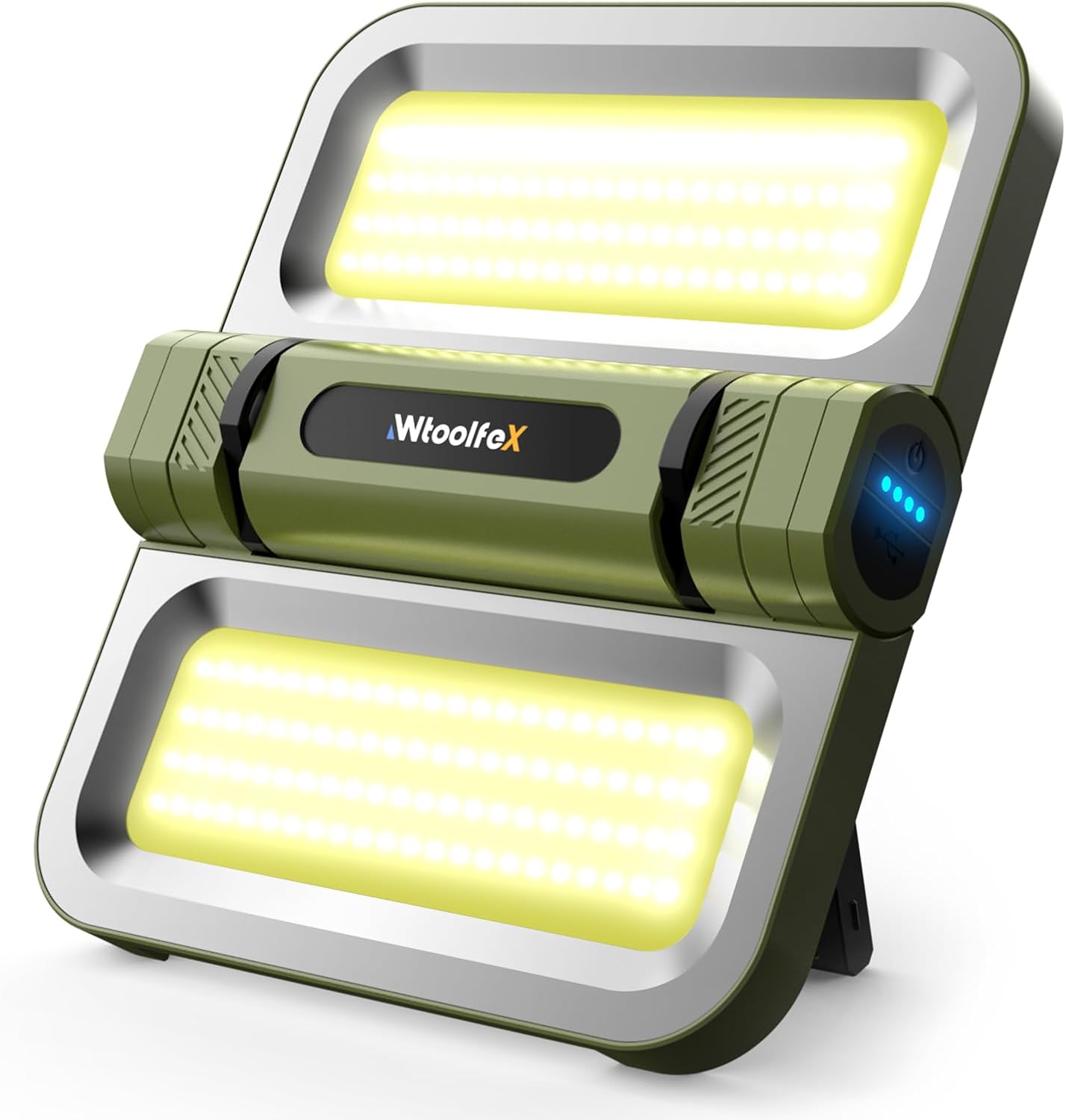 Linterna recargable solar mecánico camping pesca verde