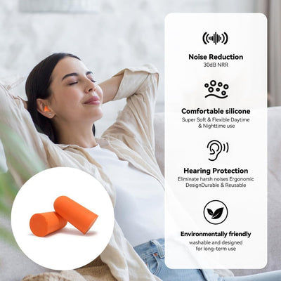 Tapones espuma con estuche para ruido fuerte NRR 38 naranja