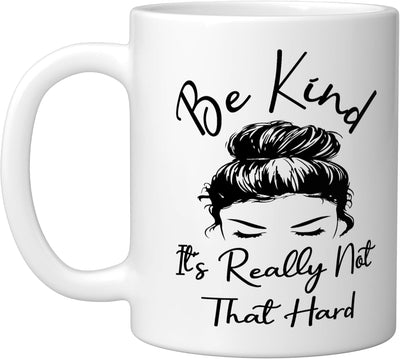 Taza de cerámica Be Kind con pelo desordenado y mensaje de amabilidad