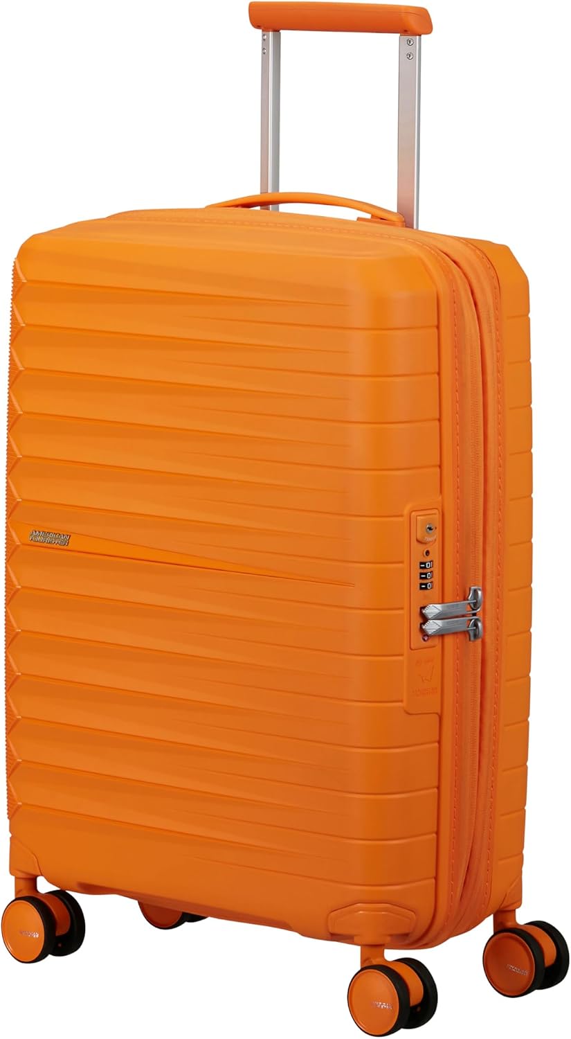 Maleta rígida expandible con ruedas giratorias naranja