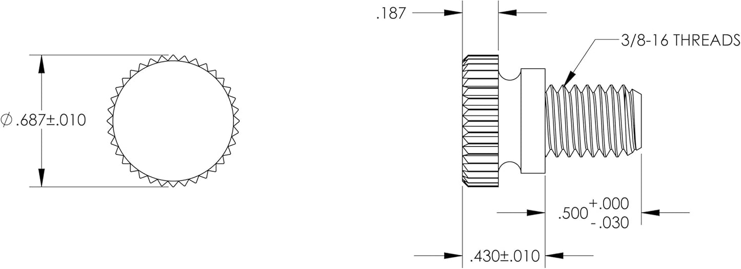 Tornillos pulgar nylon 3/8-16 10 negros 1/2