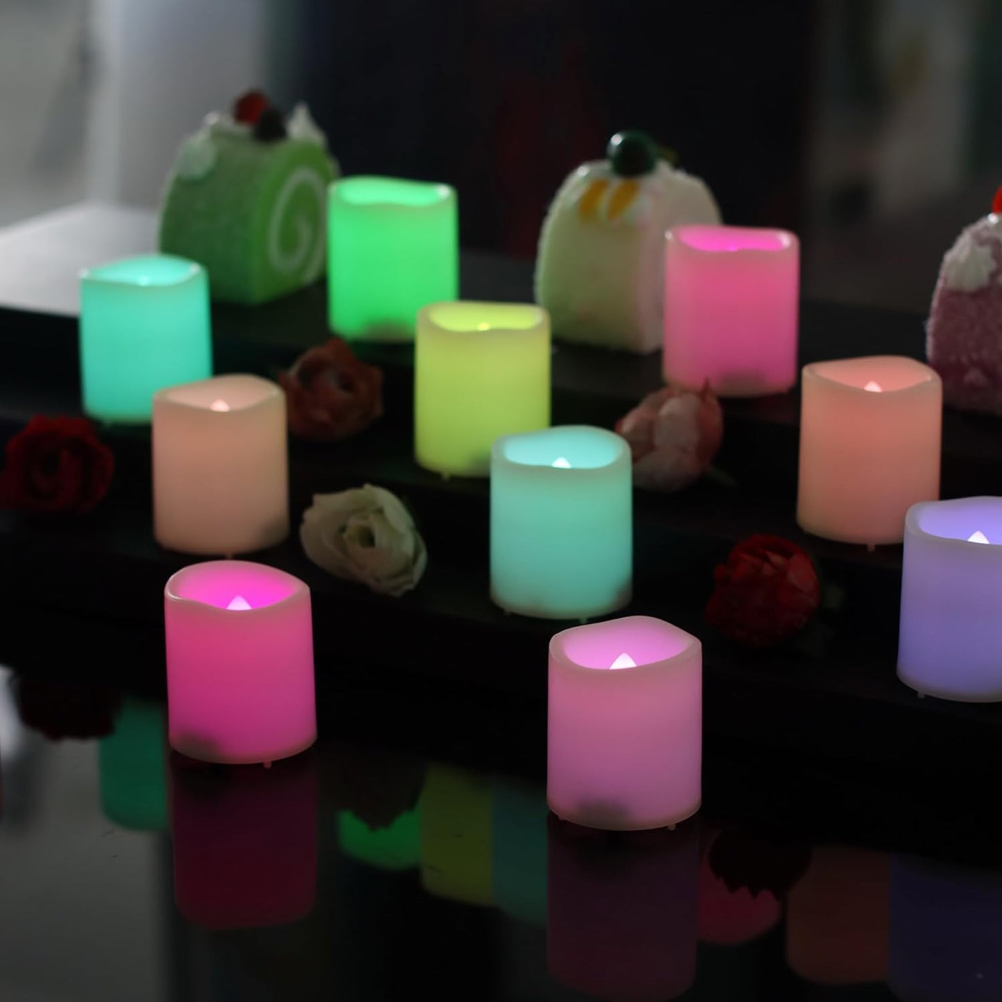 12 Velas Votivas LED Multicolor Sin Llama Con Pilas Decoración