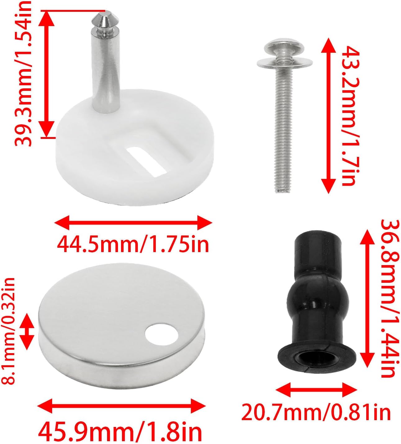 Reemplazo bisagra inodoro acero inox tornillo goma