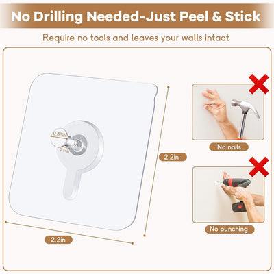 22 Ganchos Adhesivos Pared Capacidad 20lb Para Cuadros Baño Cocina