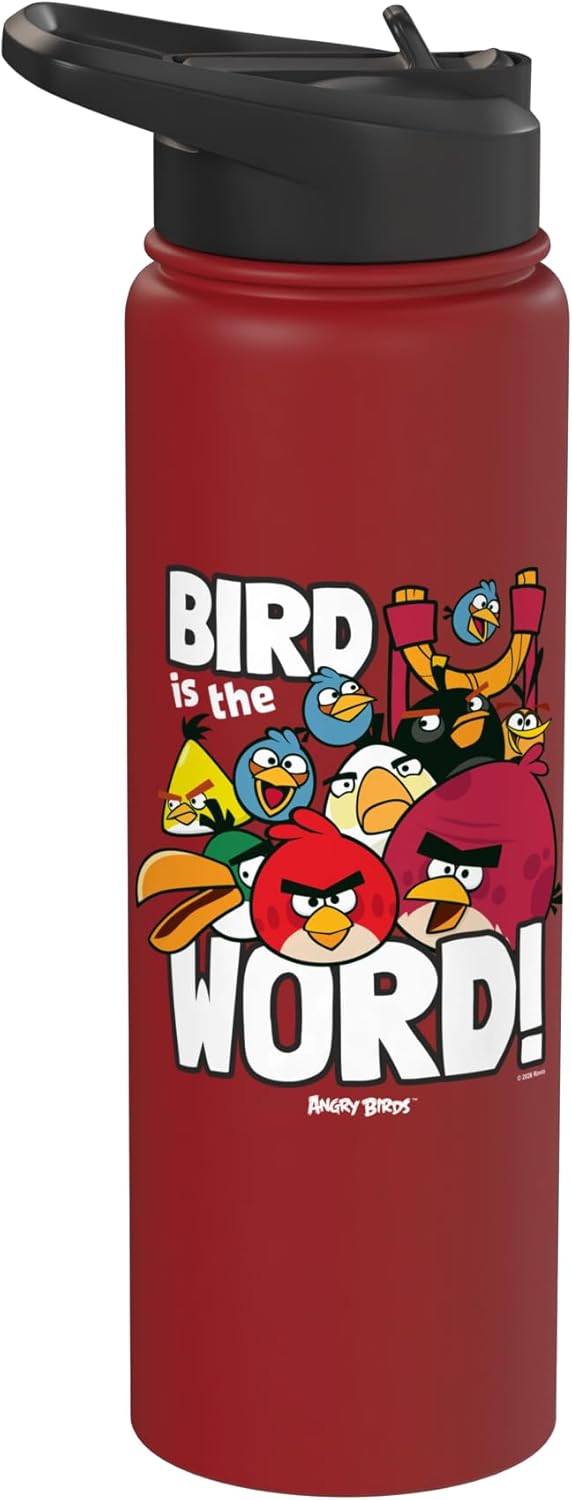 Botella de agua aislada Angry Birds Grupo Bird is the Word