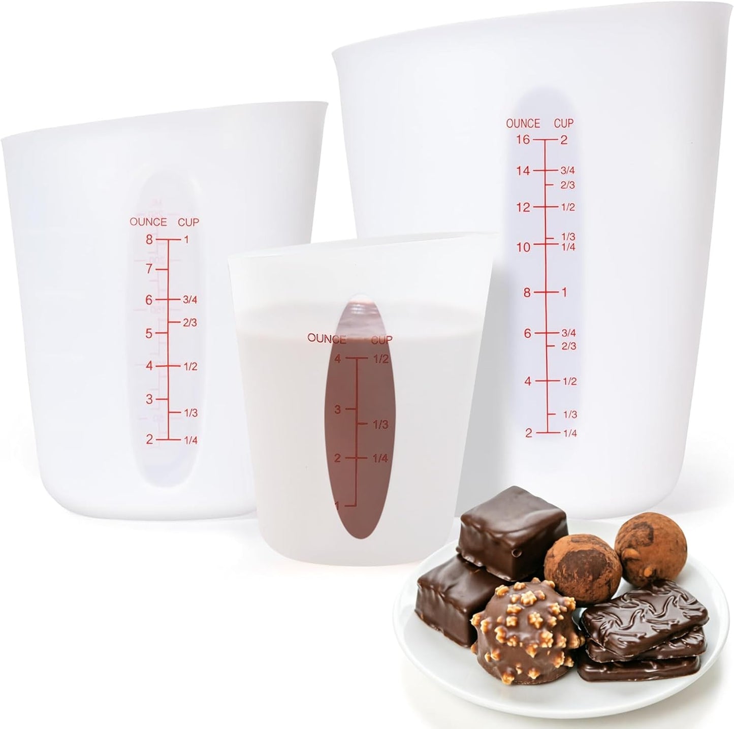 Vasos silicón derretir chocolate 1/2-2 tazas reutilizables
