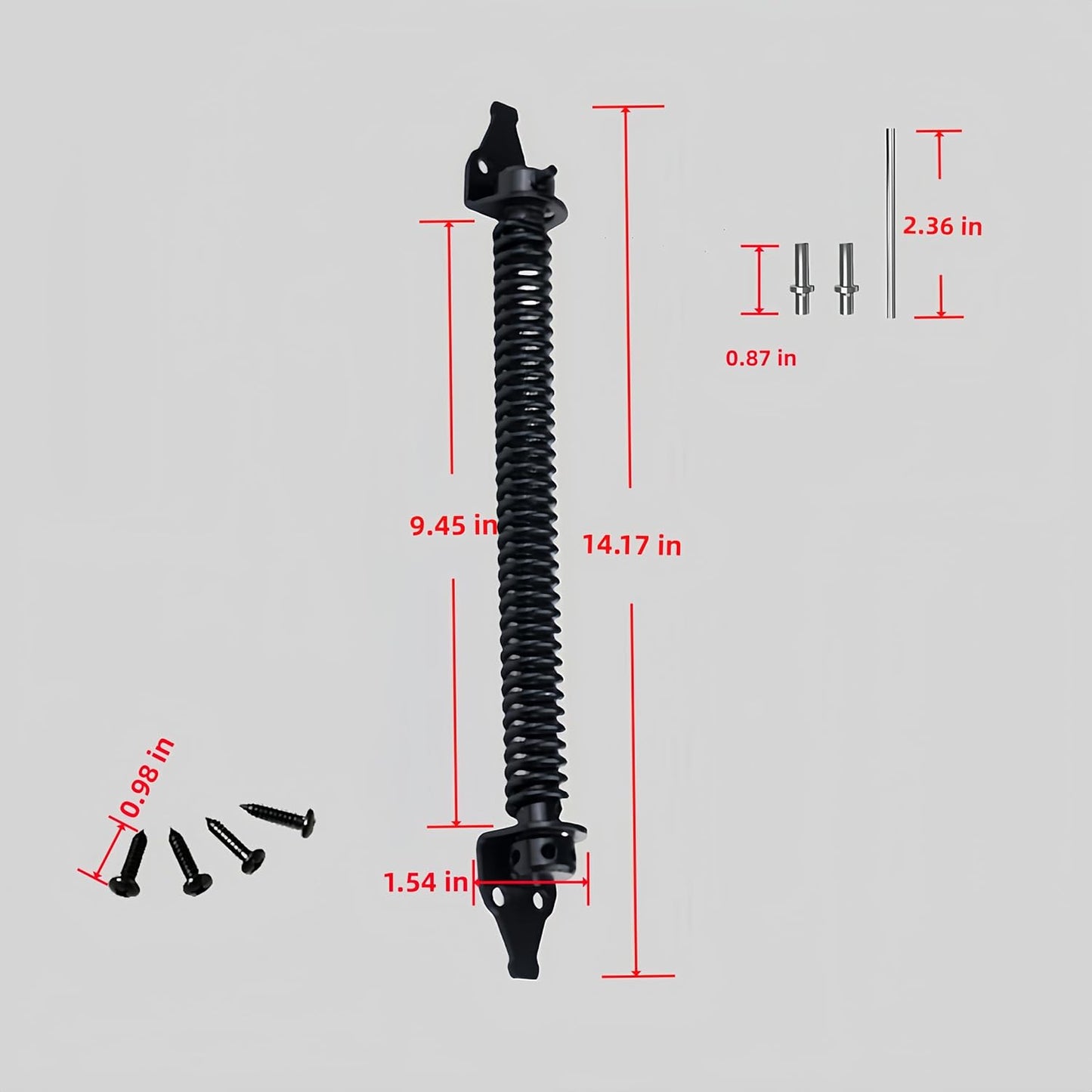 Muelle puerta valla 14pulg cierre automático ajustable negro
