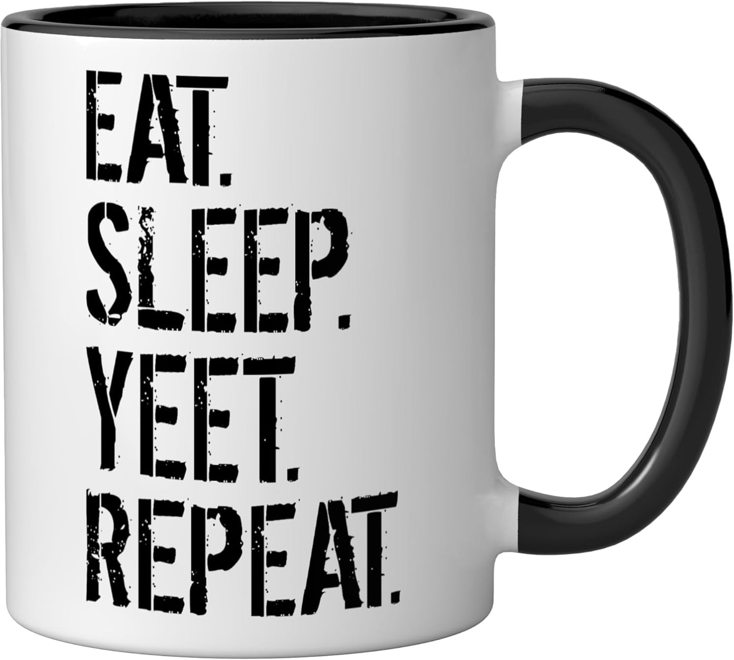 Taza cerámica Eat Sleep Yeet Repeat negra/blanca