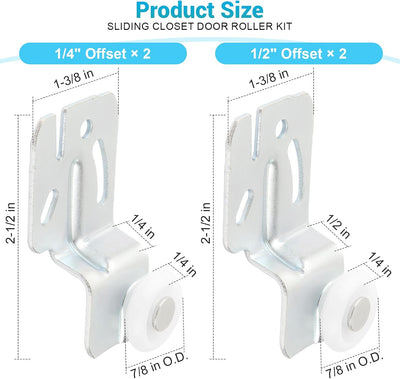 Kit 4 Ruedas Puerta Corrediza 7/8pulg Desplazamiento 1/4 y 1/2