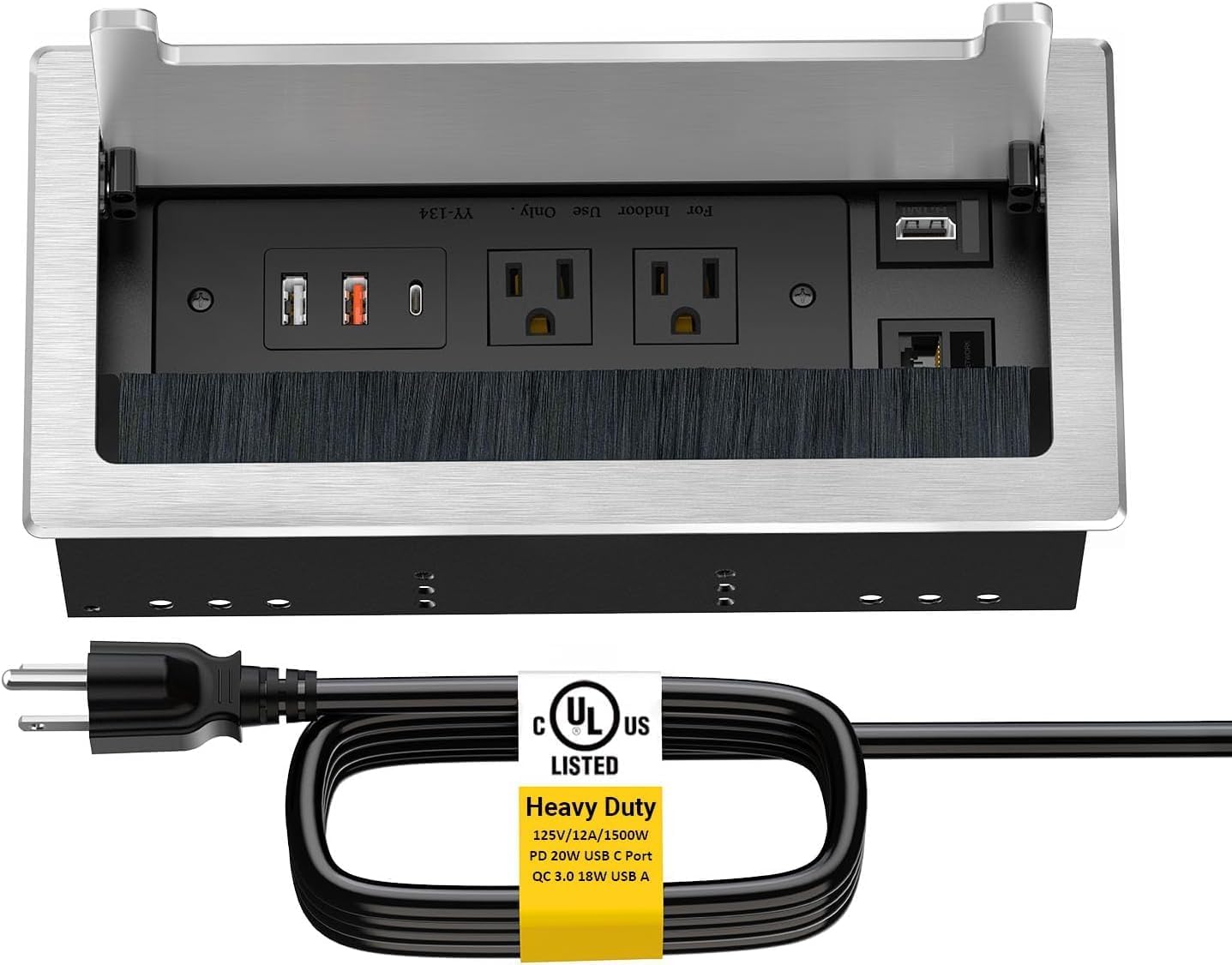 Concentrador mesa conferencias 10ft HDMI USB C 20W metal