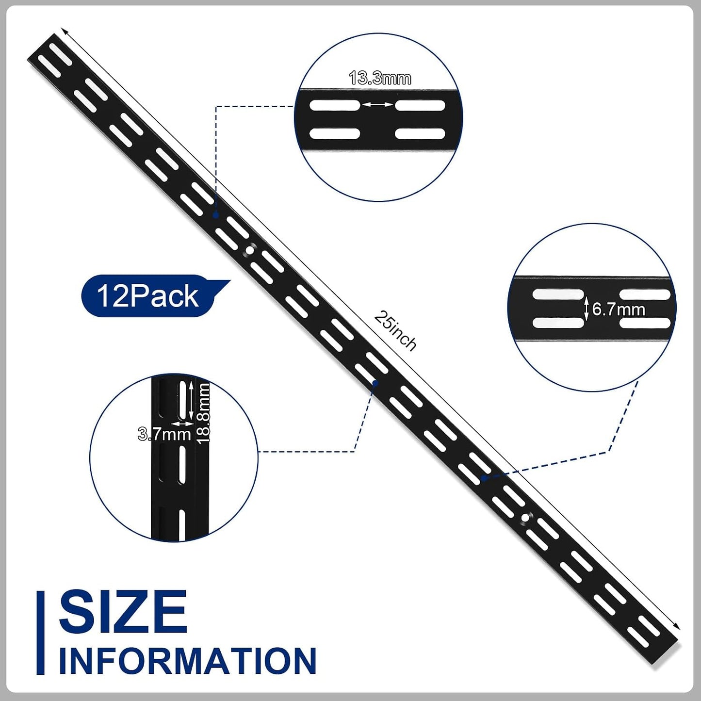 12 Pzas Estante Pared 25pulg Soporte Doble Riel Resistente