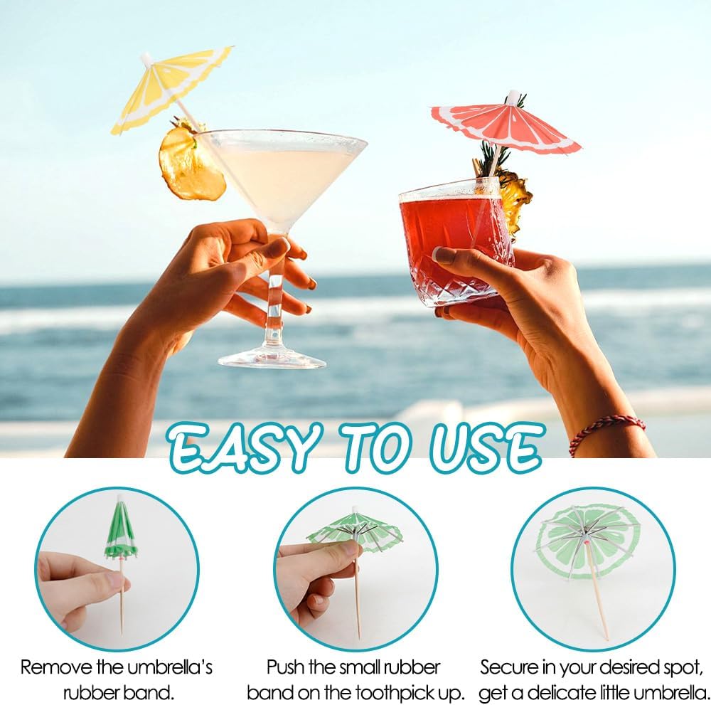 Paraguas de cóctel decorativo tropical para bebidas y postres