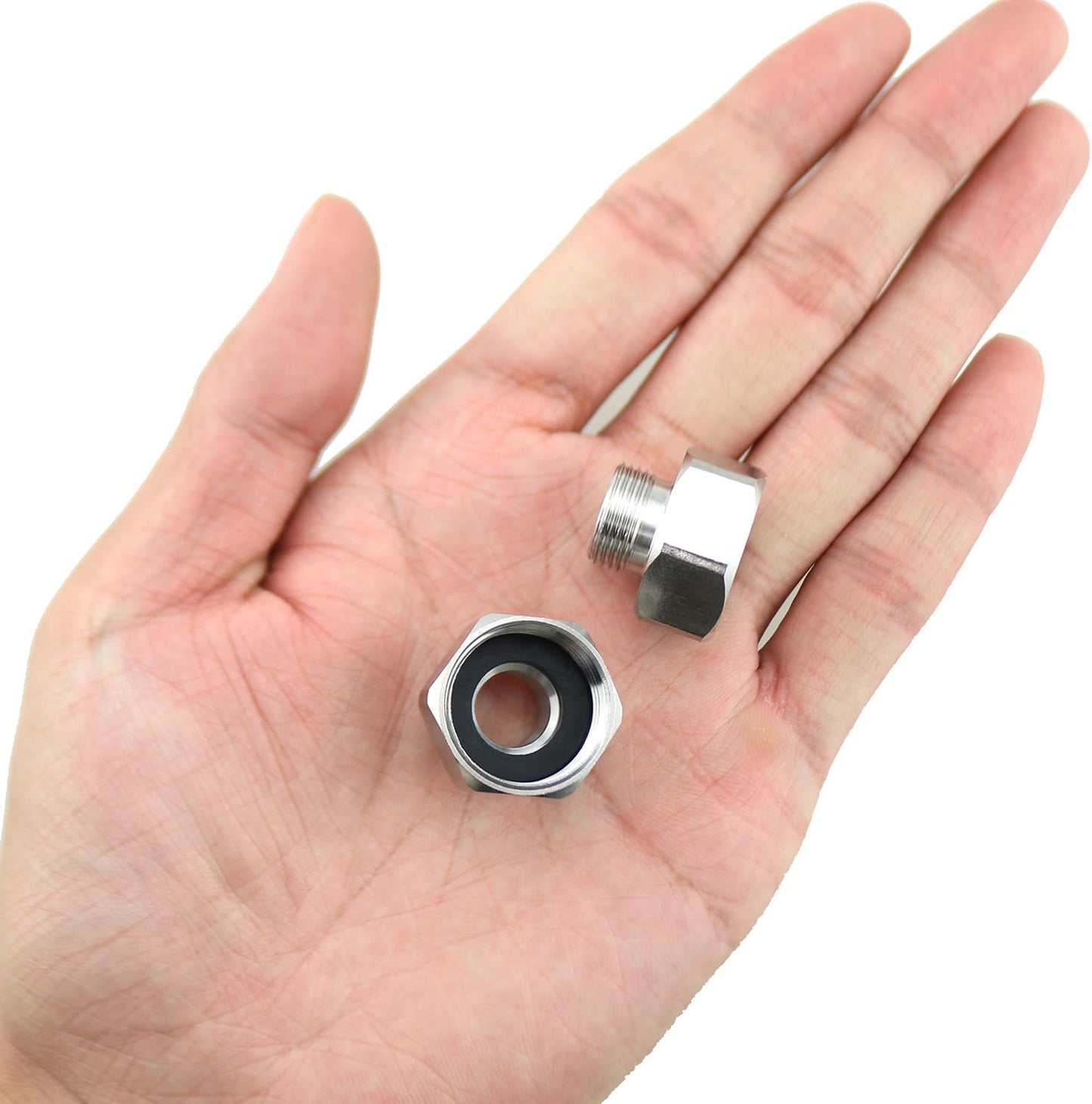 Adaptador agua acero inox 1/2 a 3/8 con juntas