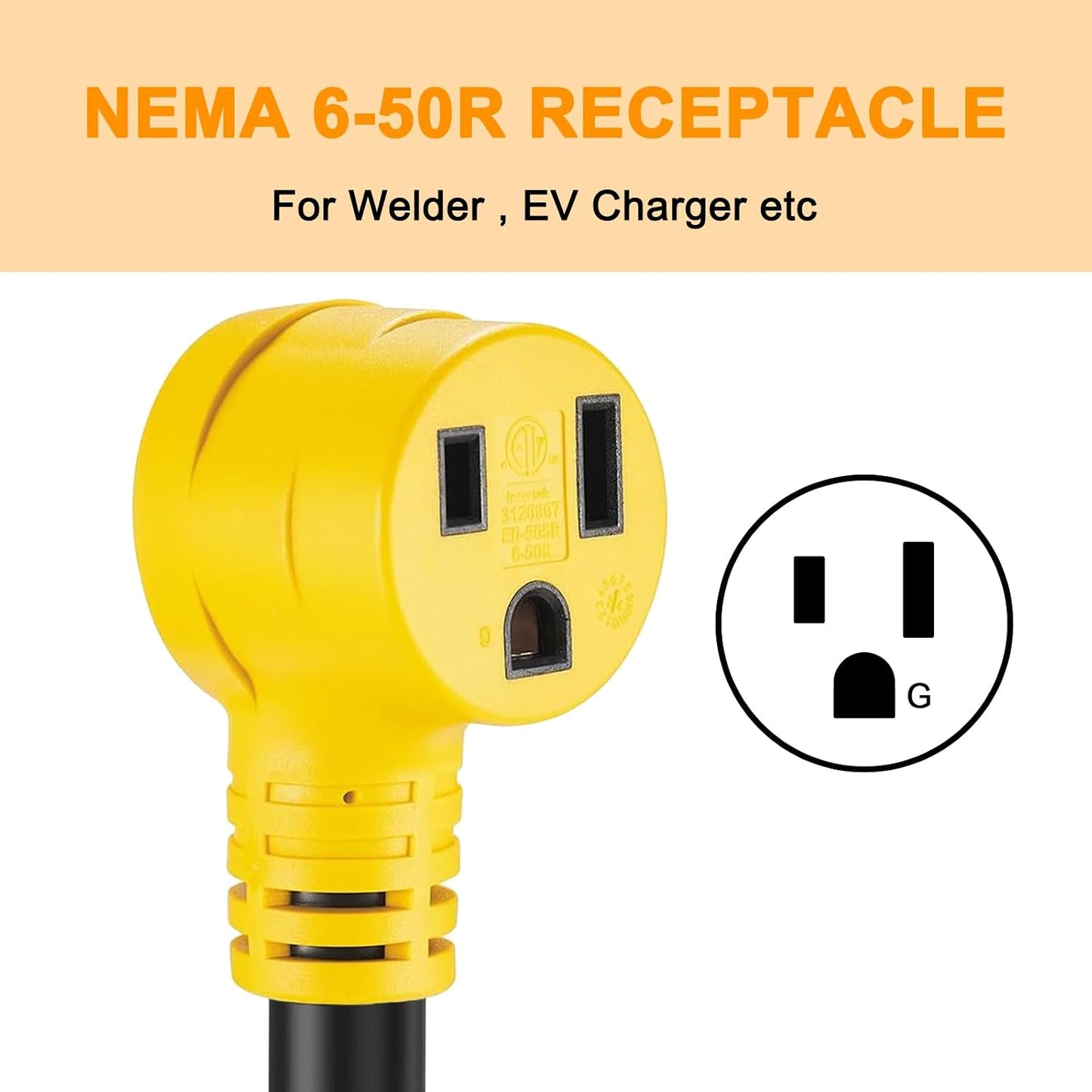 Cable extensión NEMA L14-30P a 6-50R 25pies