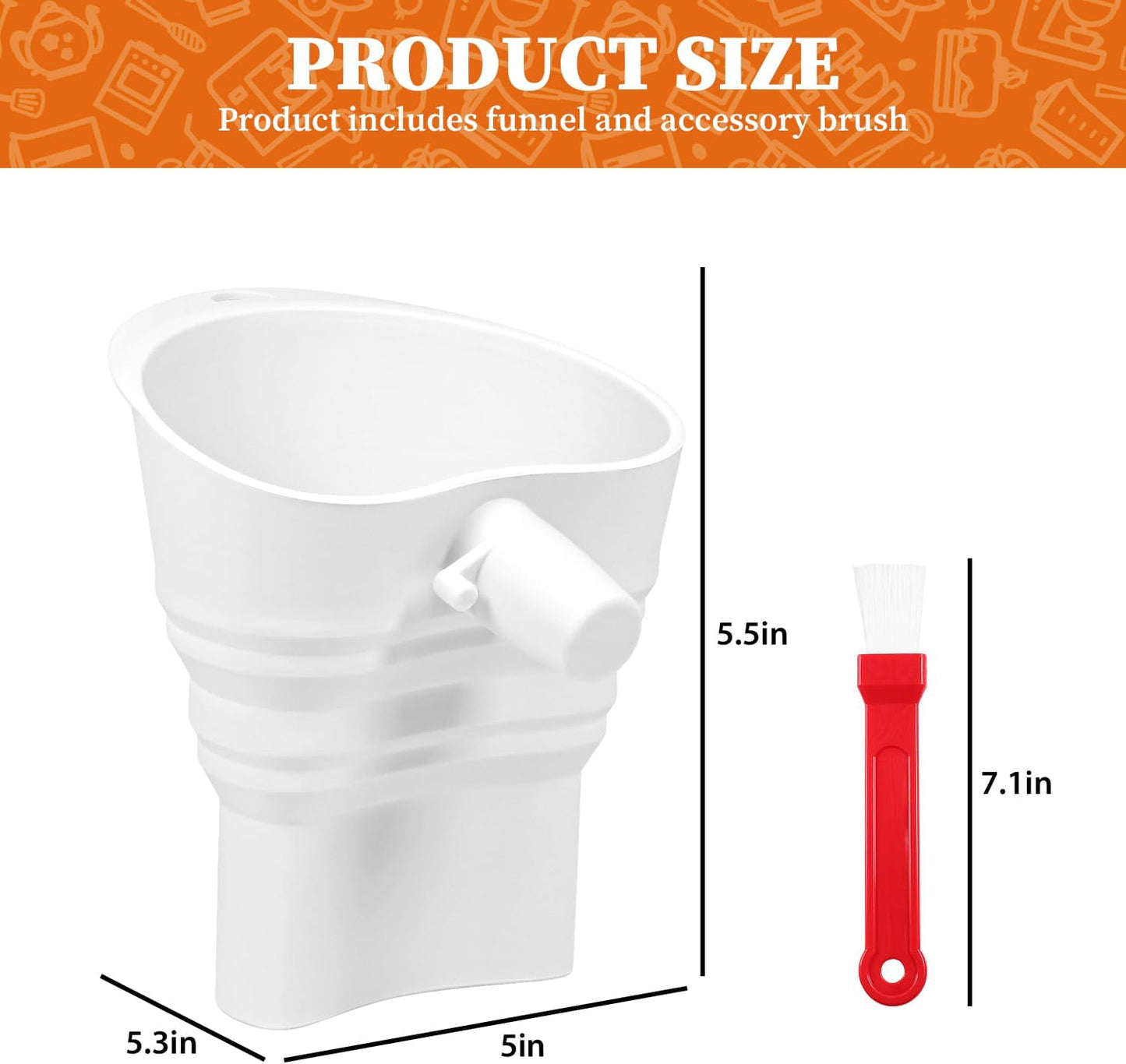 Embudo de harina para KitchenAid de silicona con cepillo plegable