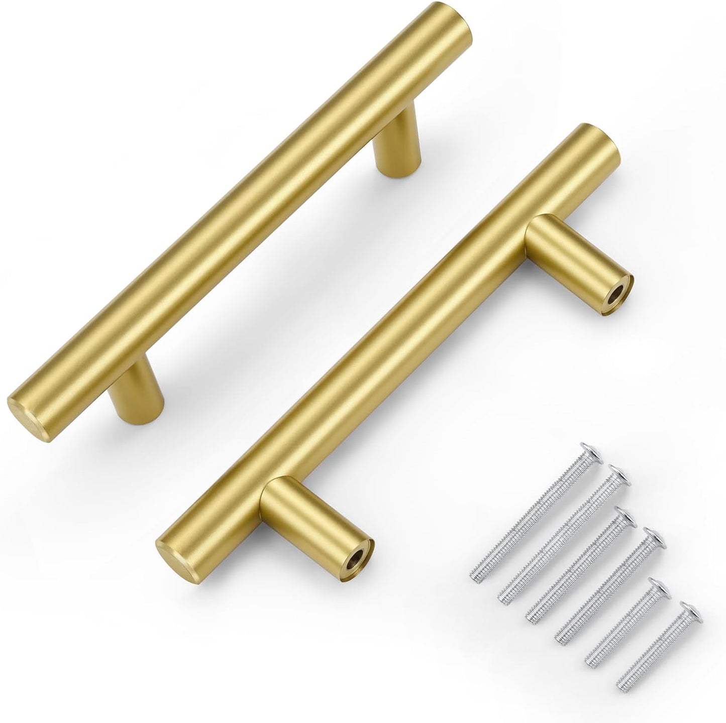 10 Tiradores Gabinete Dorado Cepillado 3pulg Accesorios