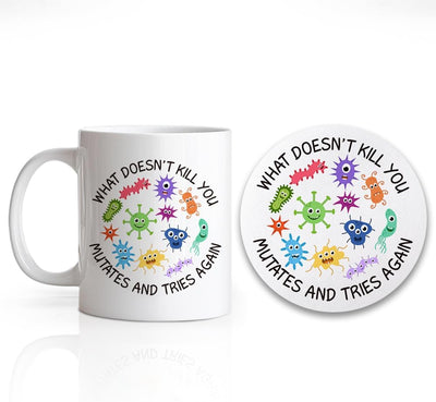 Taza de cerámica de doble cara con posavasos 11 oz