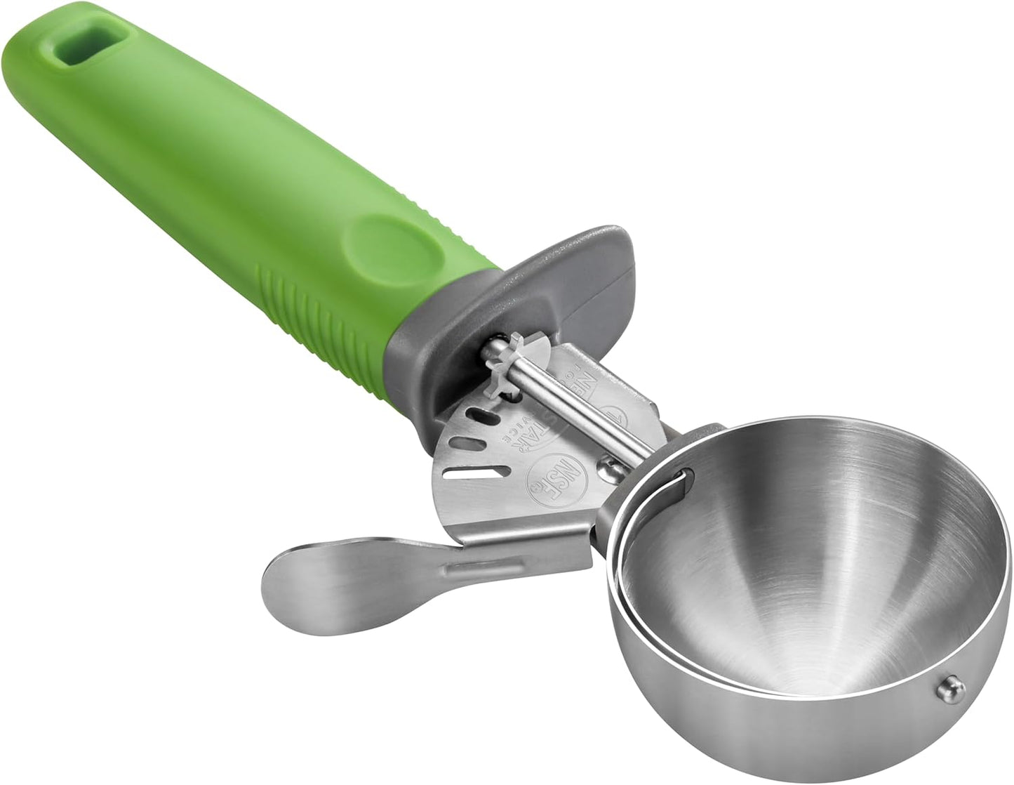 Cuchara de acero inoxidable 18-8 NSF con mango verde