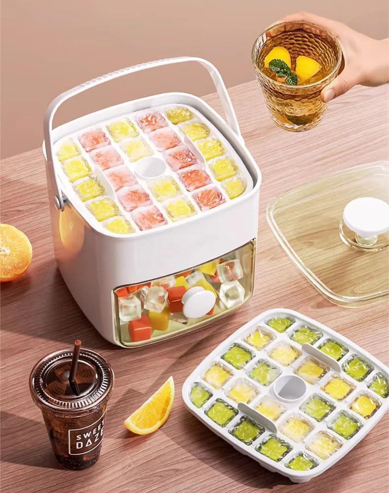 Molde de hielo de 48 cubos con tapa de silicona y asa