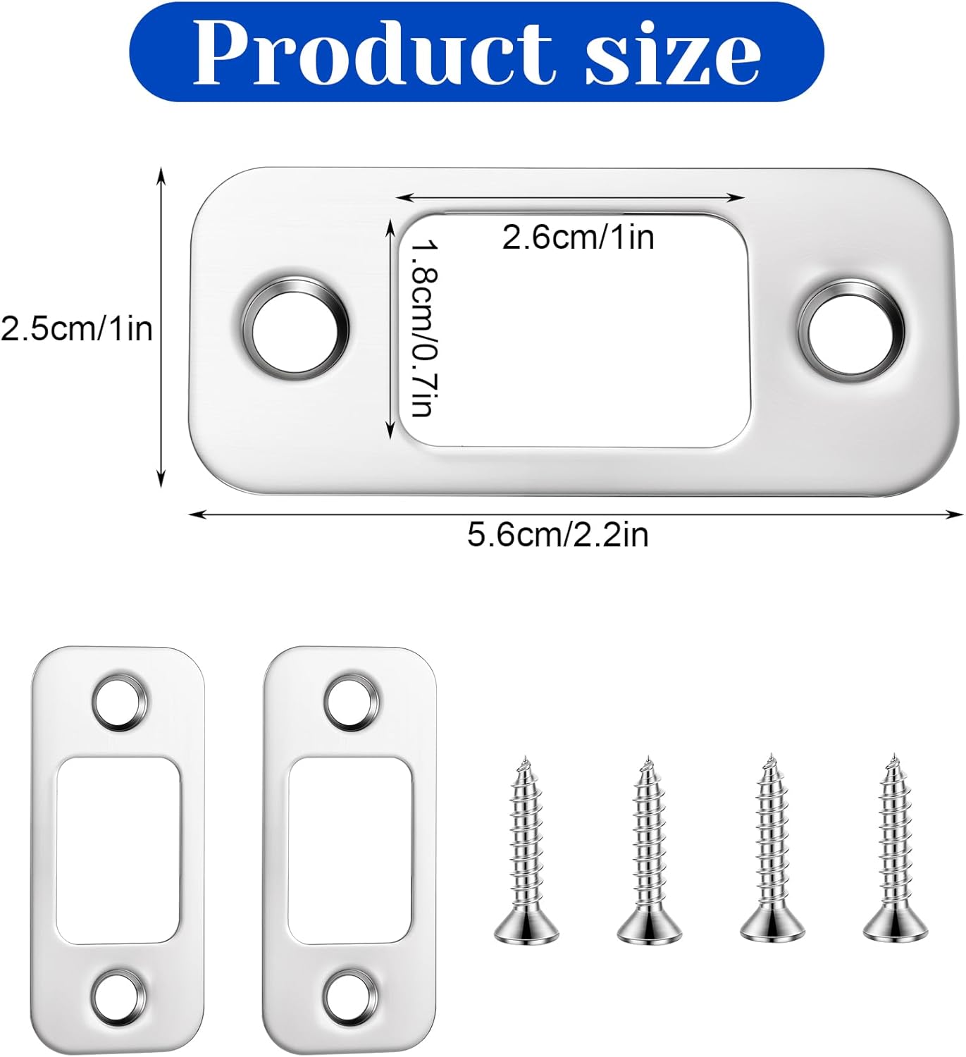 Set 2 placas bloqueo puerta exterior 1x2.25pulg metal resistente