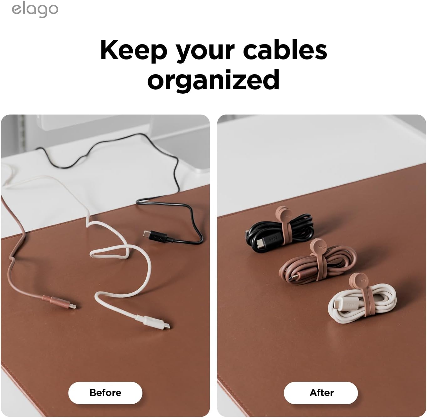 3 Pzas Organiz. Cables Magnéticos Silicón Reutilizable
