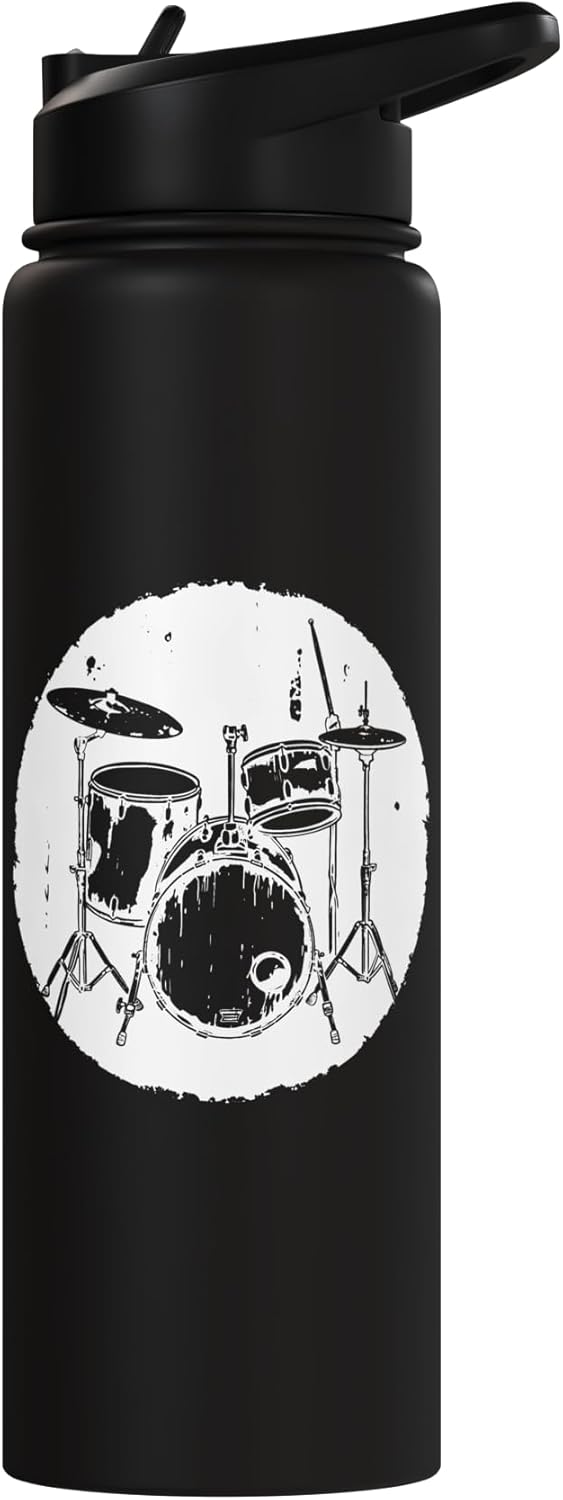 Botella de agua aislada de acero inoxidable Drum Kit Sketch