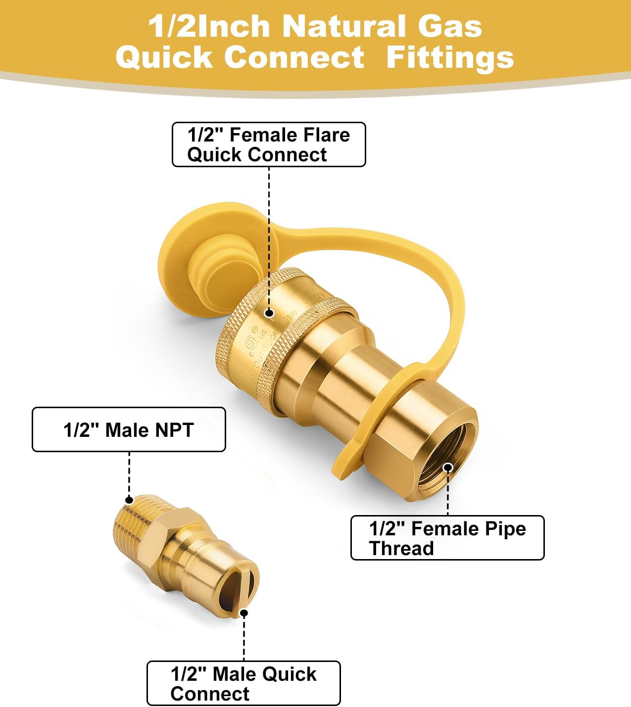 Accesorios gas QDD LP 1/2pulg enchufe macho latón macizo
