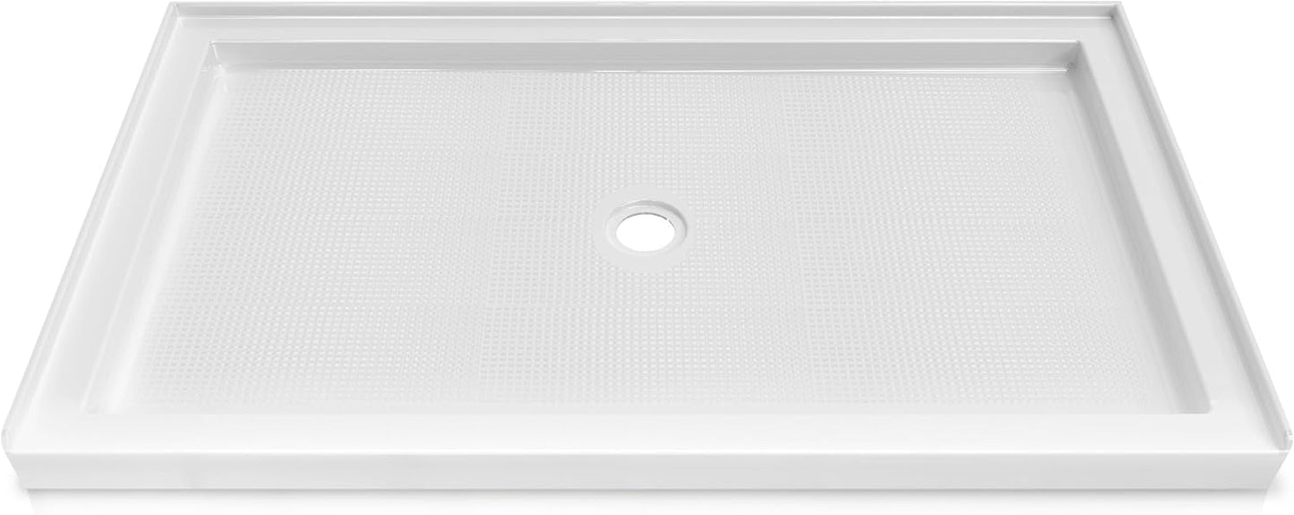 Base ducha drenaje central 60x36pulg fibra vidrio acrílica blanco