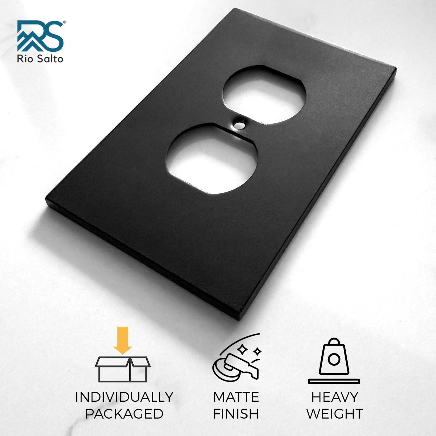 Cubiertas enchufes placa interruptor negro mate 2 pzas