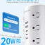 Regleta alimentación torre 12 tomas 5 USB 20W PD 1800J