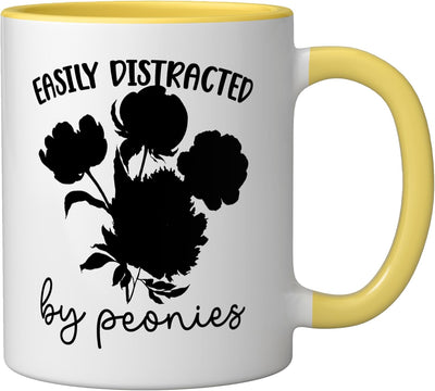 Taza Cerámica Peonía Distracted By Peonies Amarillo/Blanco